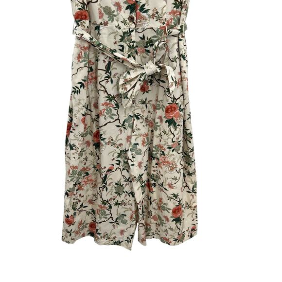 Gal Meets Glam Sophia Floral Jumpsuit Cream Green Petites Size 12P - Picture 6 of 14